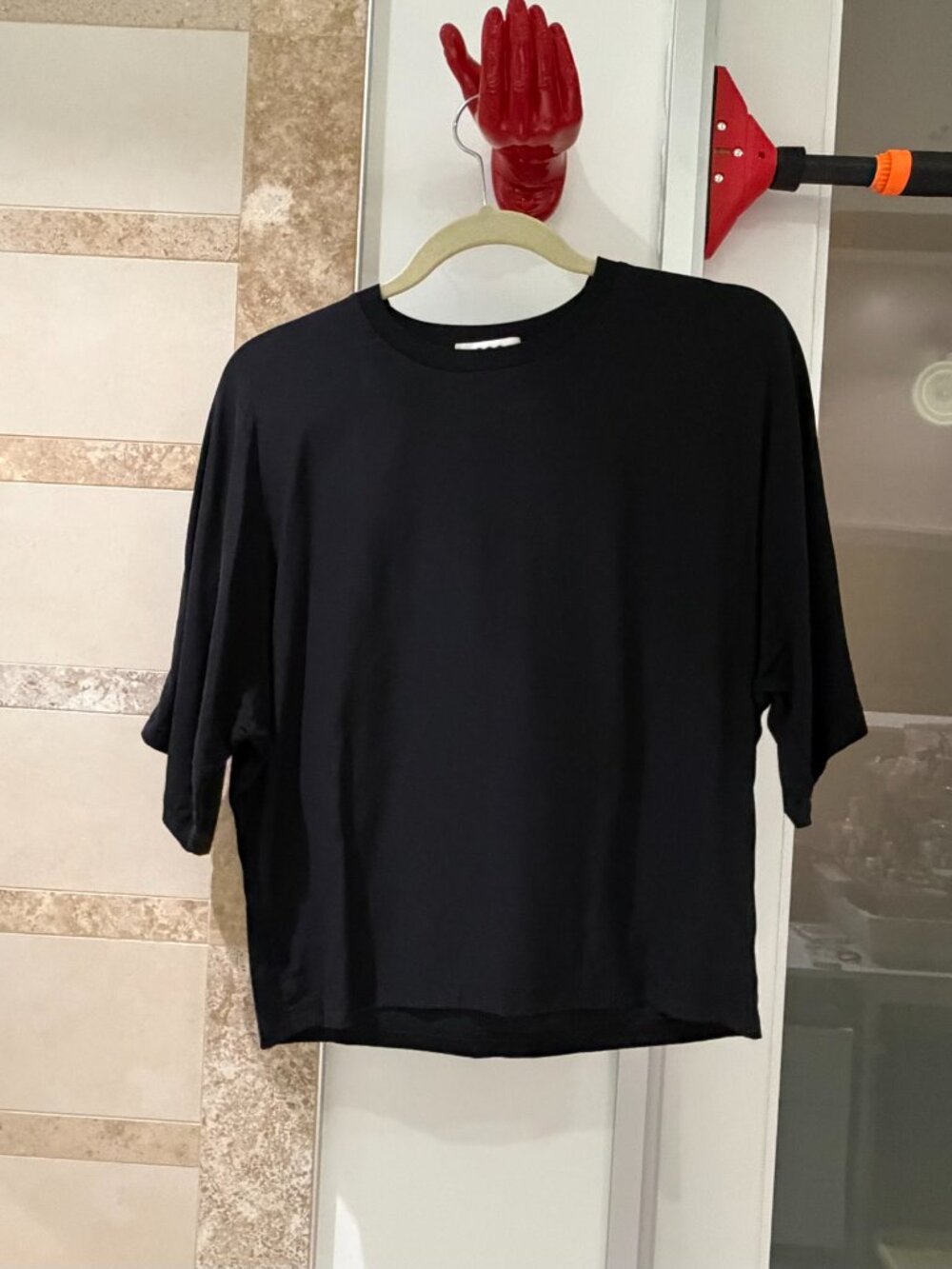 COS Navy Silk Panel Blouse - Size XS